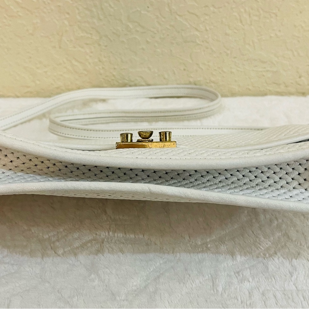 Cute Etra 60's Vintage White Leather Envelope Clutch / Crossbody Bag Handbag - Picture 6 of 12
